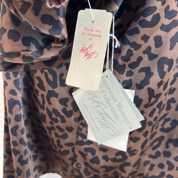 Vintage Y2K Lord & Taylor Silk Brown Leopard Printed Shirt Top - Picture 9 of 11
